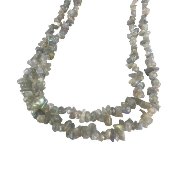 Labradorite Gemstone Chip Bead Necklace 36 Inches - Picture 4 of 11